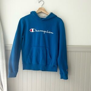 Champion Boys Large Red White Blue Gray Athletic Hoodie Sweatshirt